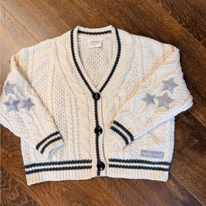Taylor Women's Cream Cardigan with Gray Star Accents